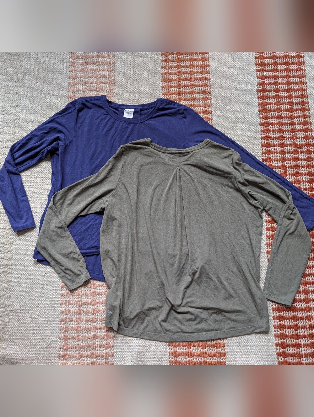 Set Of 2 Athleta Move With Ease Long Sleeve Top Shirt Modal Stretch Yoga Size S